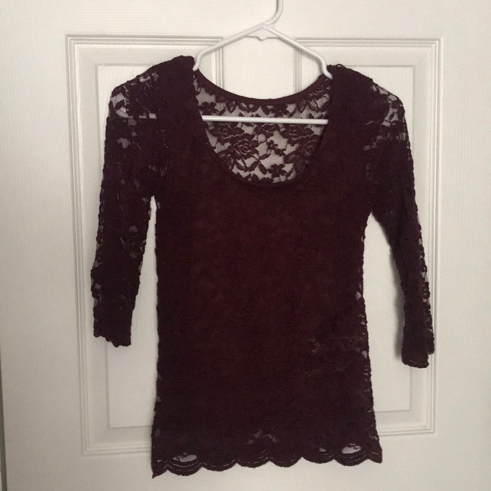 Burgundy Lace Top